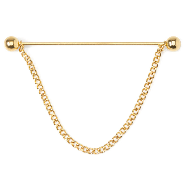 Stainless Steel Gold Chain Collar Bar Image 1