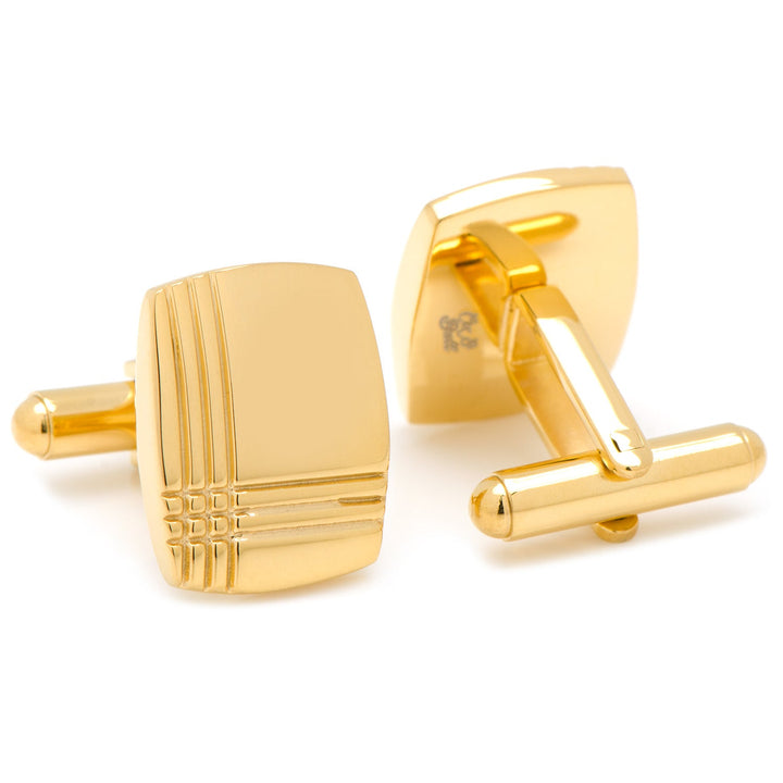 Sterling Silver Gold Tartan Plaid Cufflinks Image 2