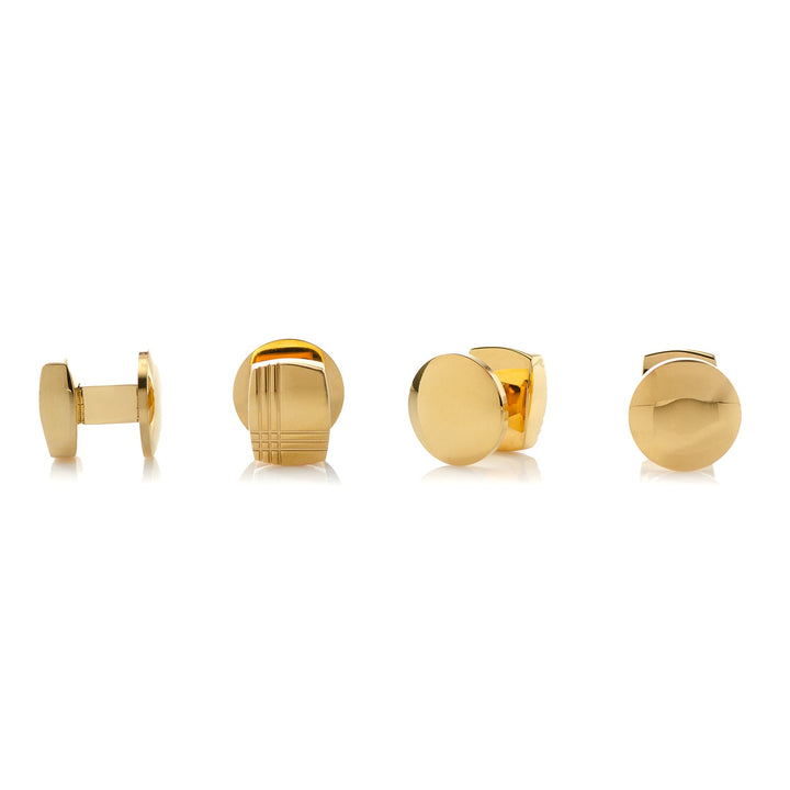 Stainless Steel Gold Tartan Stud Set Image 3