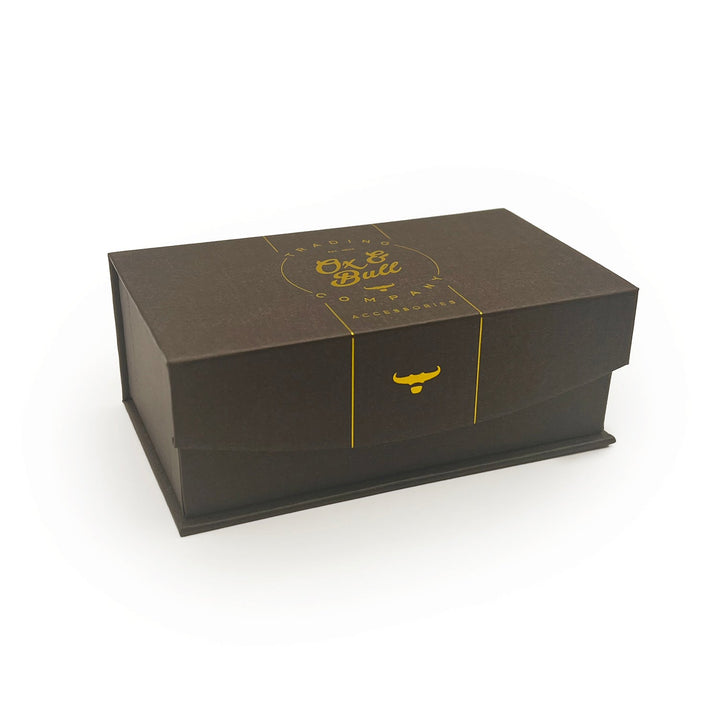 Open Edge Skeleton Watch Movement Cufflinks and Lapel Pin Gift Set Packaging Image