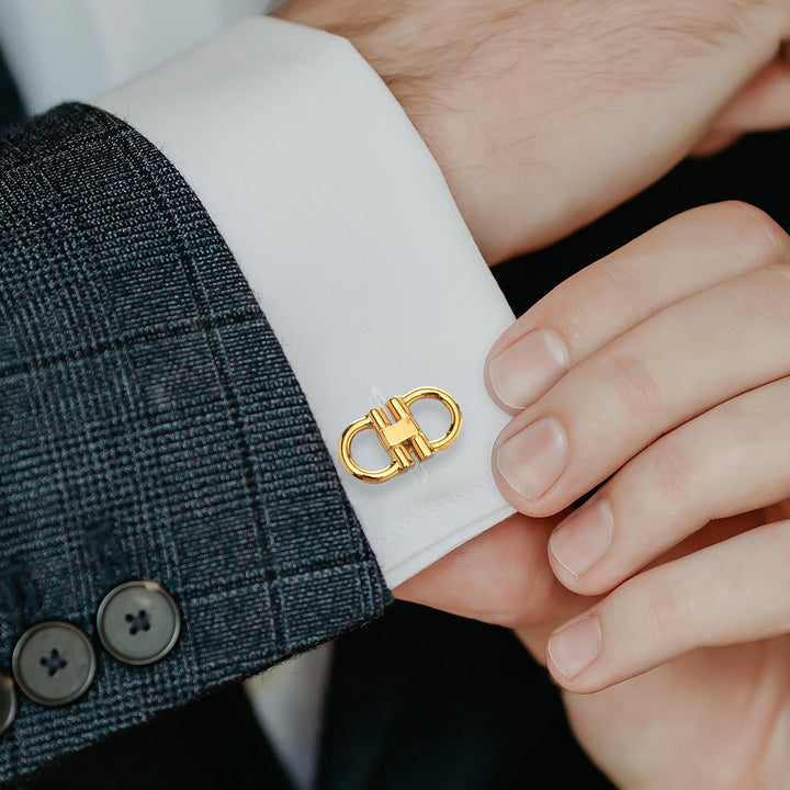 Horse Bit Gold Stainless Steel Cufflinks Image 5