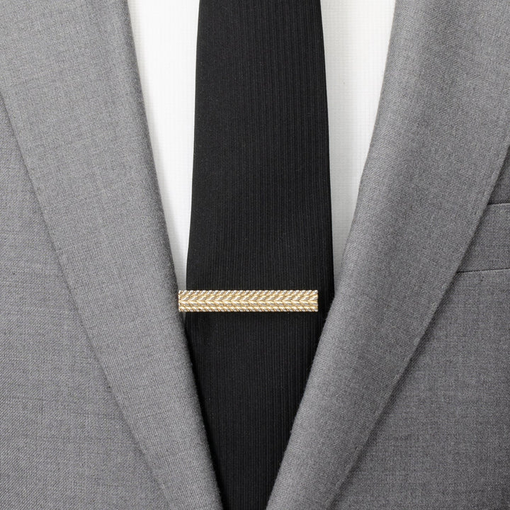 Antique Gold Herringbone Tie Clip Image 2