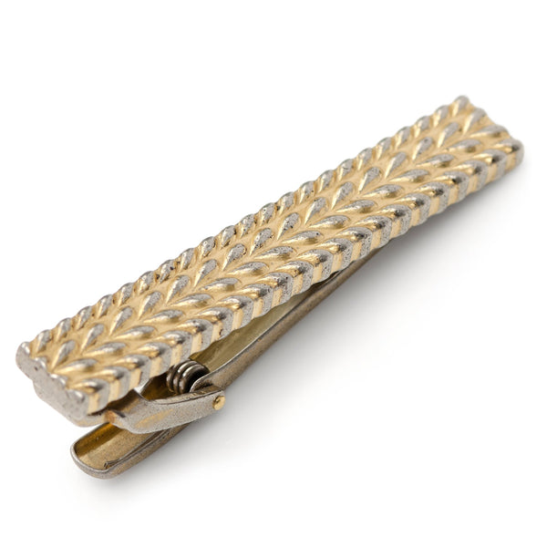 Antique Gold Herringbone Tie Clip Image 1