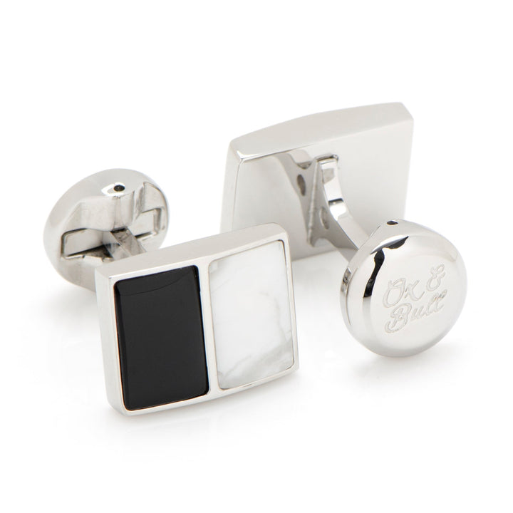 Jade and Onyx Split Stainless Steel Cufflinks Image 2