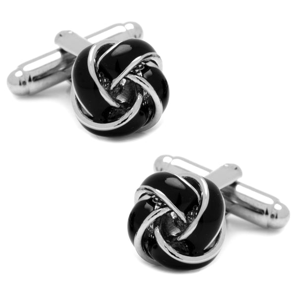 Black and Silver Knot Cufflinks Image 1