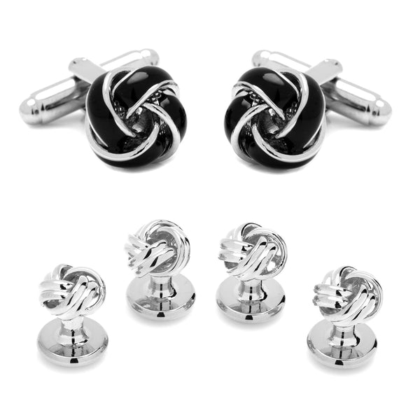 Black and Silver Knot Stud Set Image 1