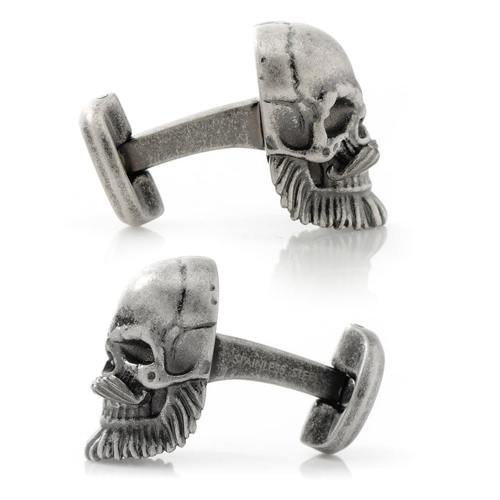 Stainless Steel Mustache Skull Cufflinks Image 3