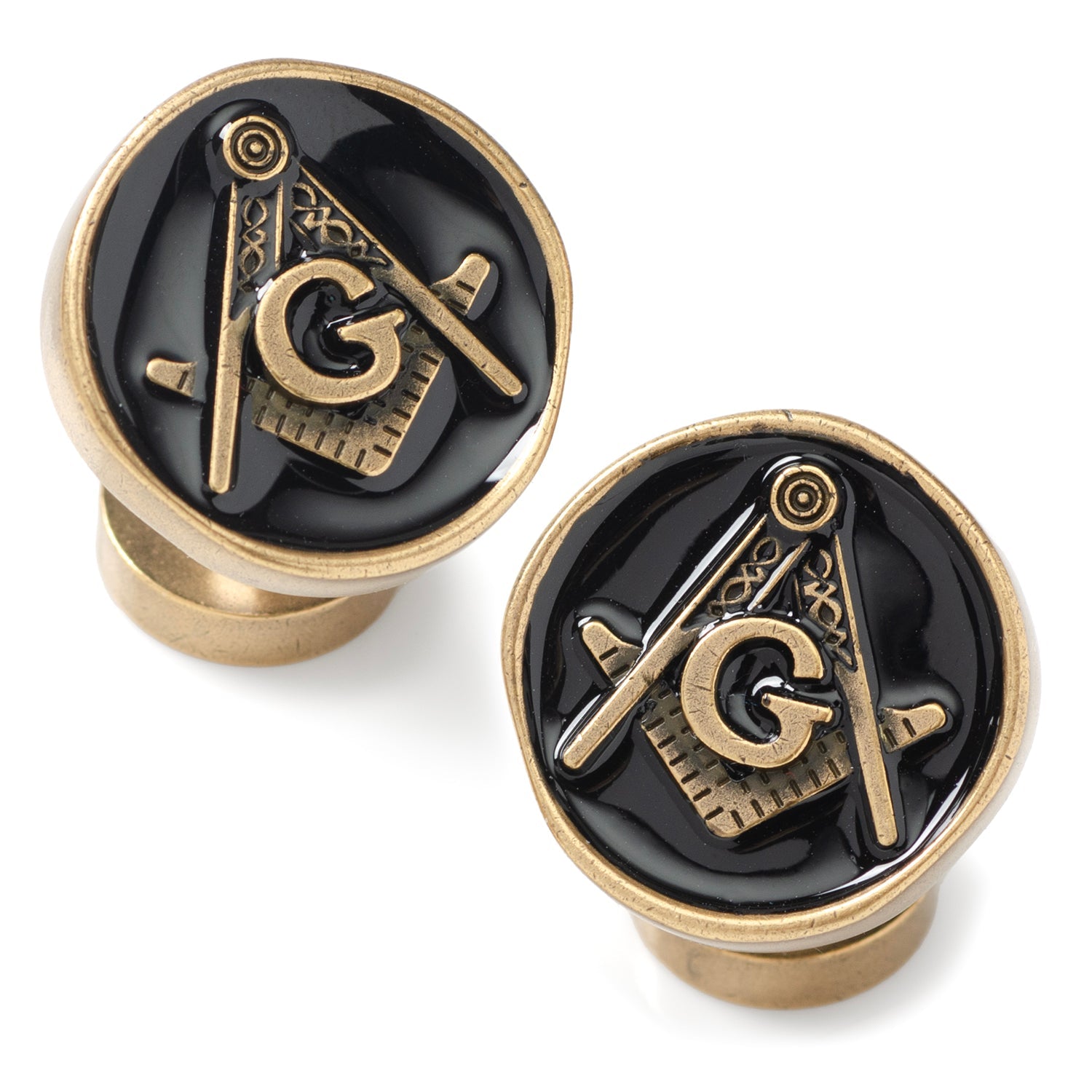 Black and Gold Masonic Masonry Level deals and Compass Cuff Links