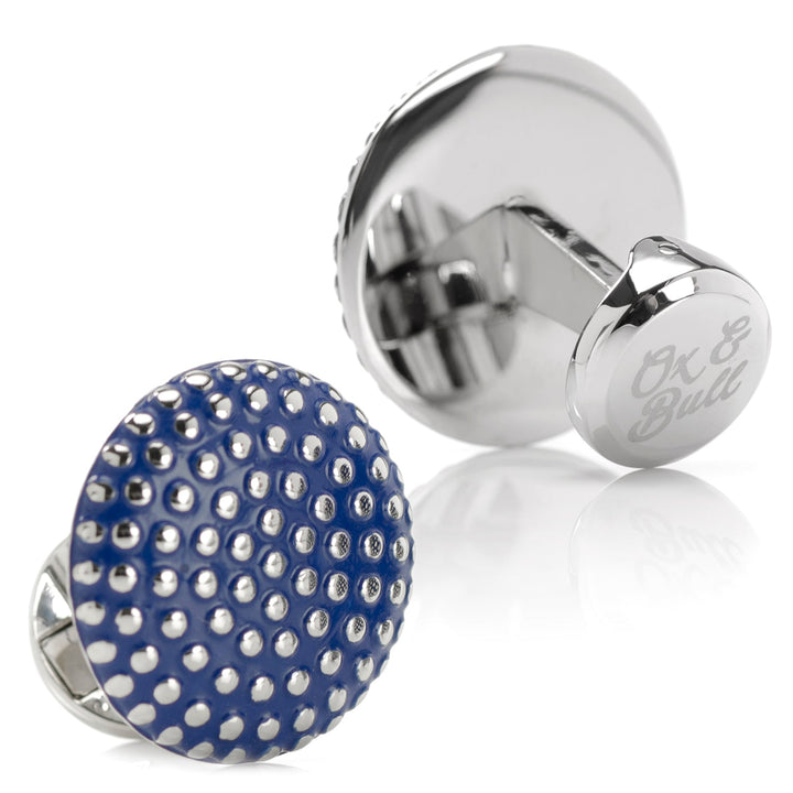 Navy Circle Dot Texture Cufflinks Image 2