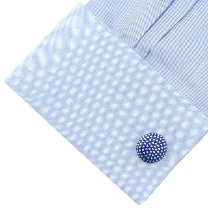 Navy Circle Dot Texture Cufflinks Image 3