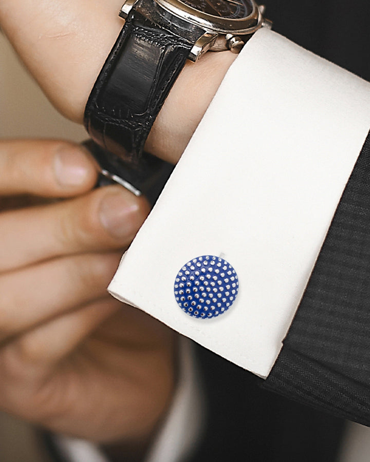 Navy Circle Dot Texture Cufflinks Image 5