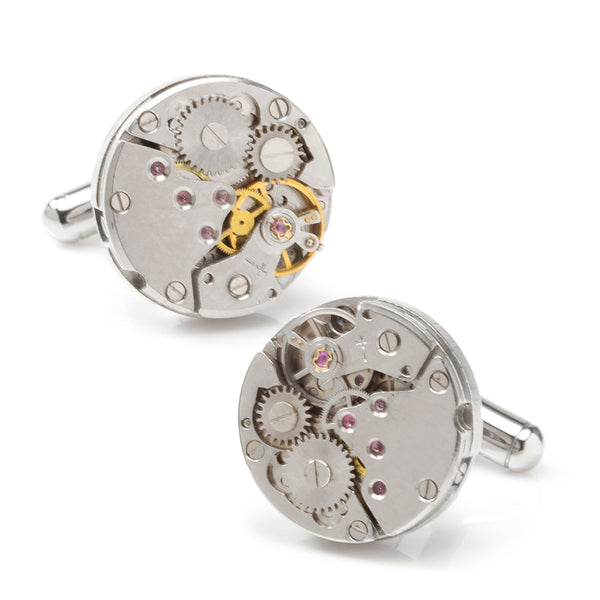 Open Edge Skeleton Watch Movement Cufflinks Image 1