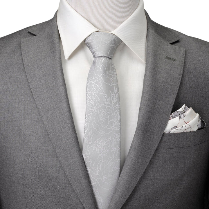 Floral Gray Men's Tie Image 2