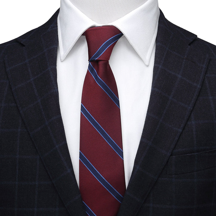 The Phillip Tie (Burgundy Stripe Men's Tie) Image 2