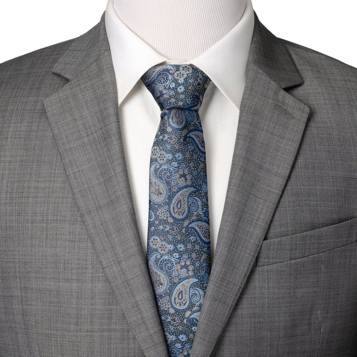 Blue & Gray Paisley Men's Tie Image 2