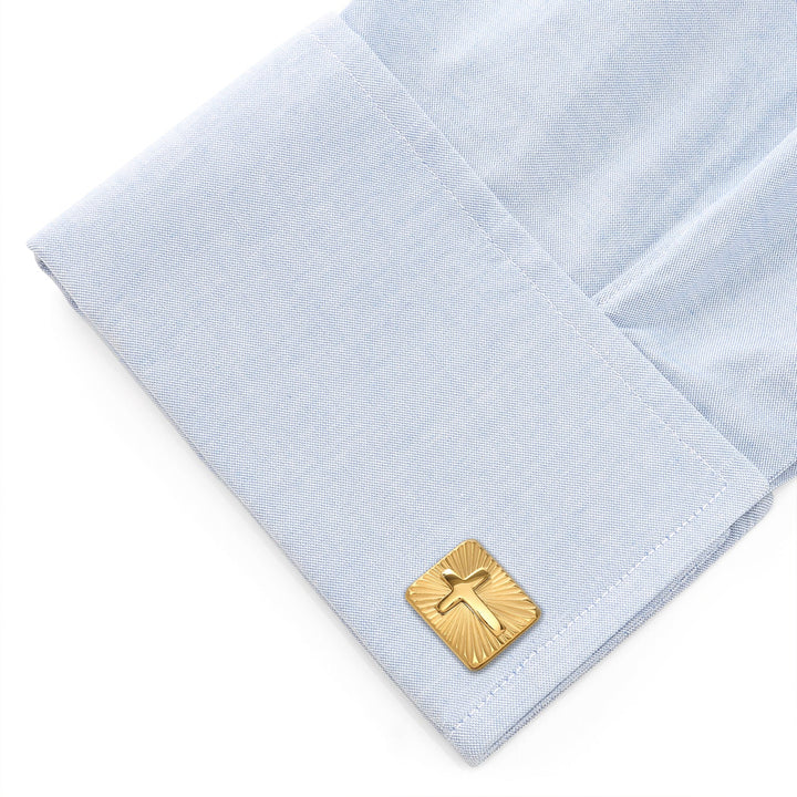 Radiant Cross Gold Sterling Silver Cufflinks Image 3