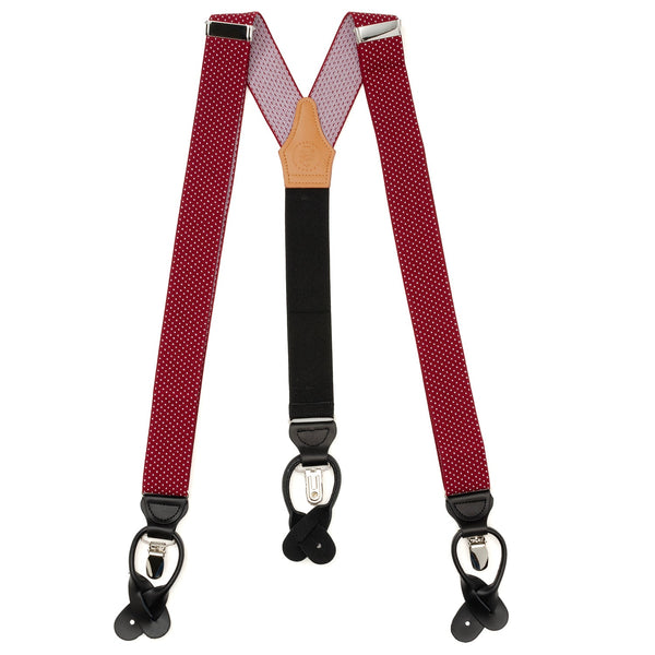 Maroon Dot Clip/Button Suspenders Image 1