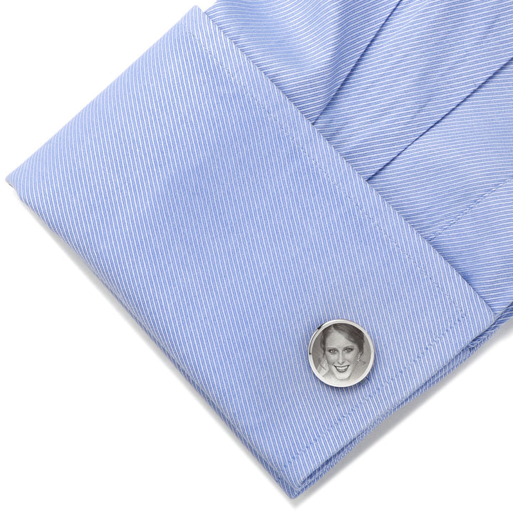 Custom Engraved Round Photo Cufflinks Image 2