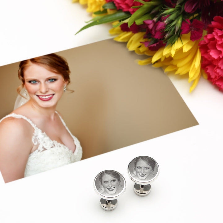 Custom Engraved Round Photo Cufflinks Image 4