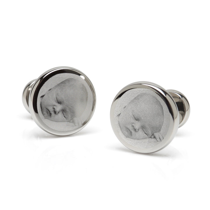 Custom Engraved Round Photo Cufflinks Image 7