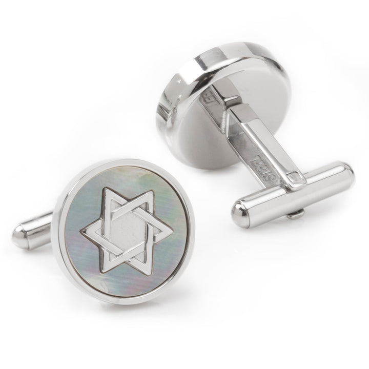 Star of David Mother of Pearl Stainless Steel Cufflinks Image 2