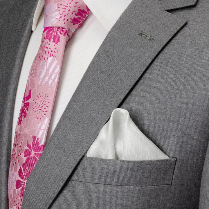 Soft Floral Gray Silk Men's Pocket Square Image 2