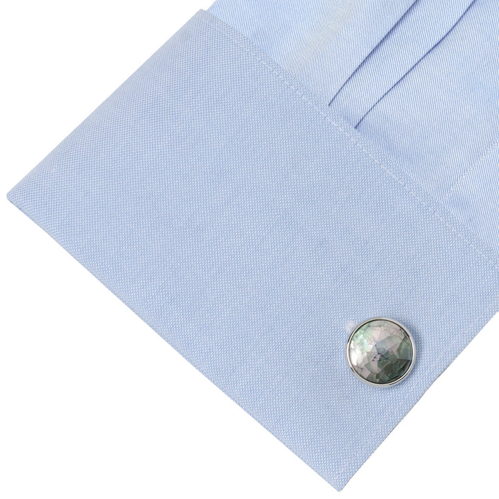 Sterling Mosaic Smoke Mother of Pearl Cufflinks Image 3