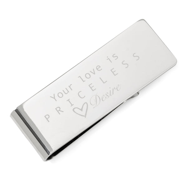 Love is Priceless Engravable Money Clip Image 1