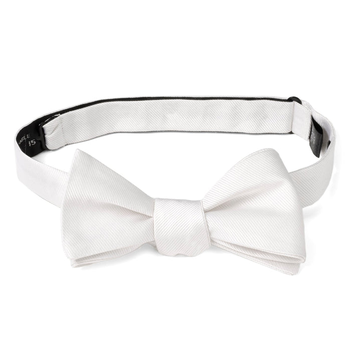 White Silk Self Bow Tie Image 8