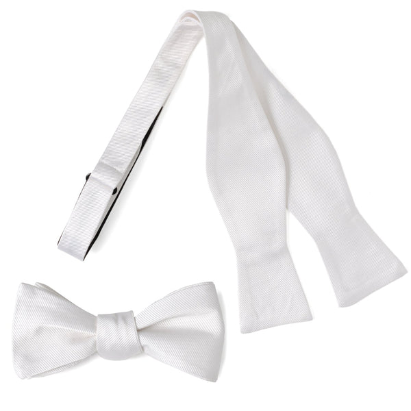 White Silk Self Bow Tie Image 1