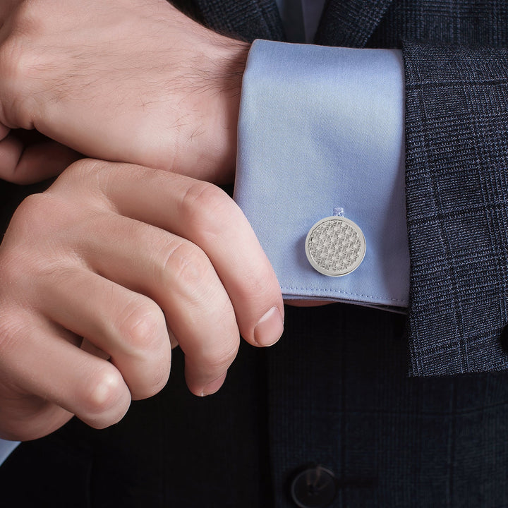 Woven Metal Silver Cufflinks Image 3