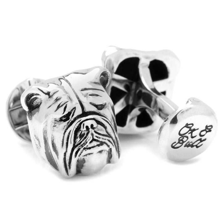 Sterling Silver 3D Bulldog Cufflinks Image 2