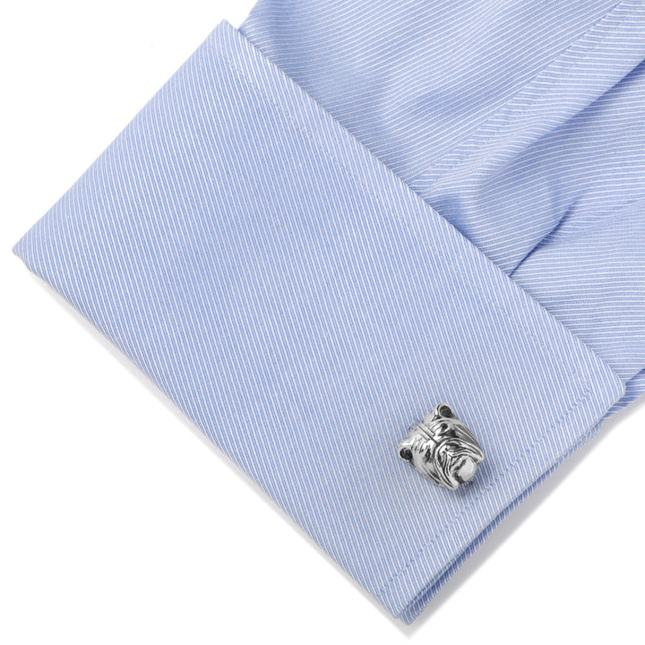 Sterling Silver 3D Bulldog Cufflinks Image 3