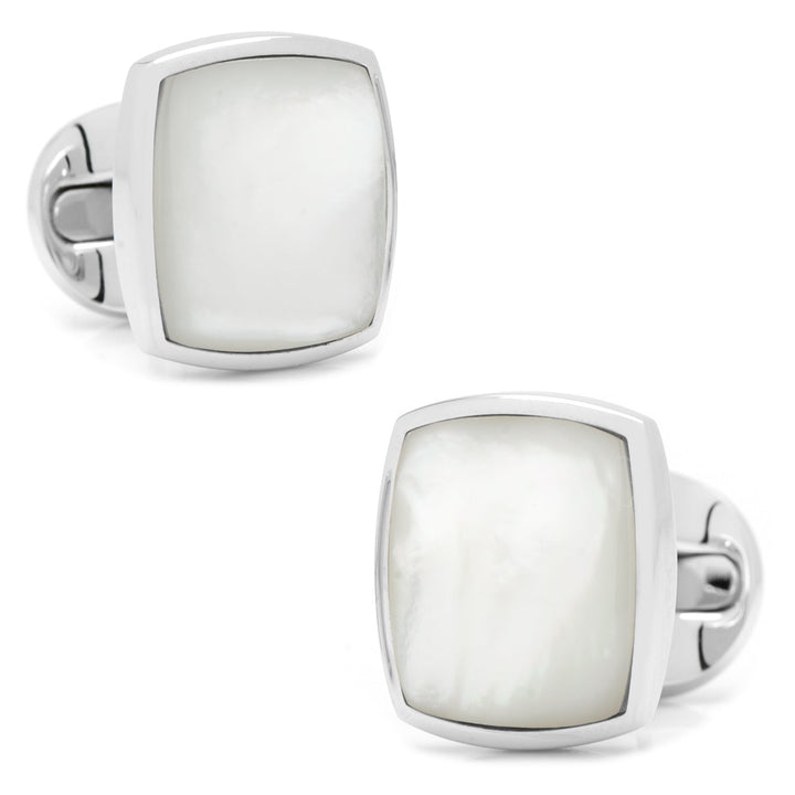 Sterling Silver Classic Cushion Mother of Pearl Cufflinks Image 1
