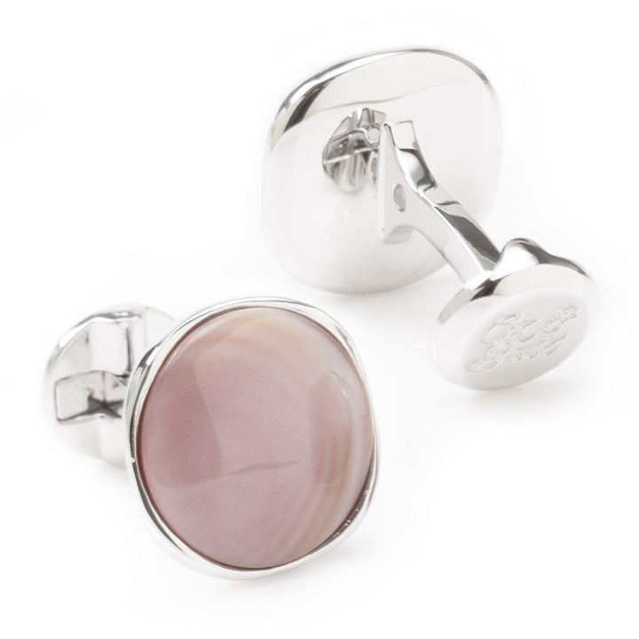 Sterling Silver Classic Formal Pink Mother of Pearl Cufflinks
 Image 2