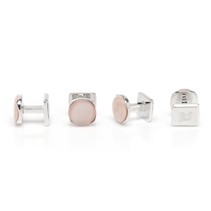 Sterling Silver Classic Formal Pink Mother of Pearl Stud Set Image 3