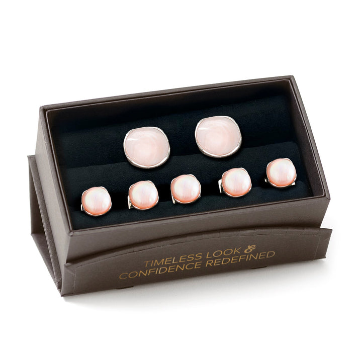 Sterling Silver Classic Formal Pink Mother of Pearl Stud Set Image 7