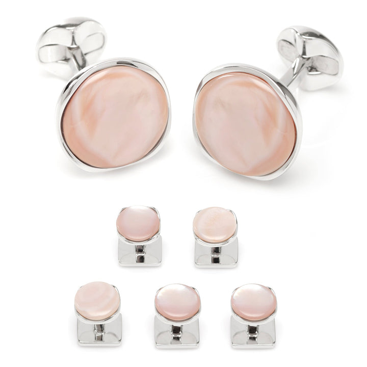 Sterling Silver Classic Formal Pink Mother of Pearl Stud Set Image 1