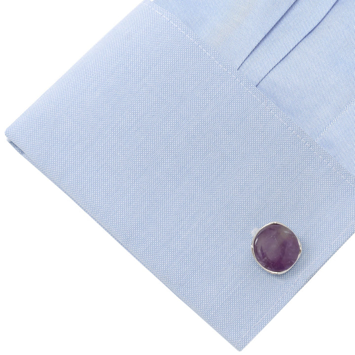 Sterling Silver Classic Formal Amethyst Cufflinks
 Image 3