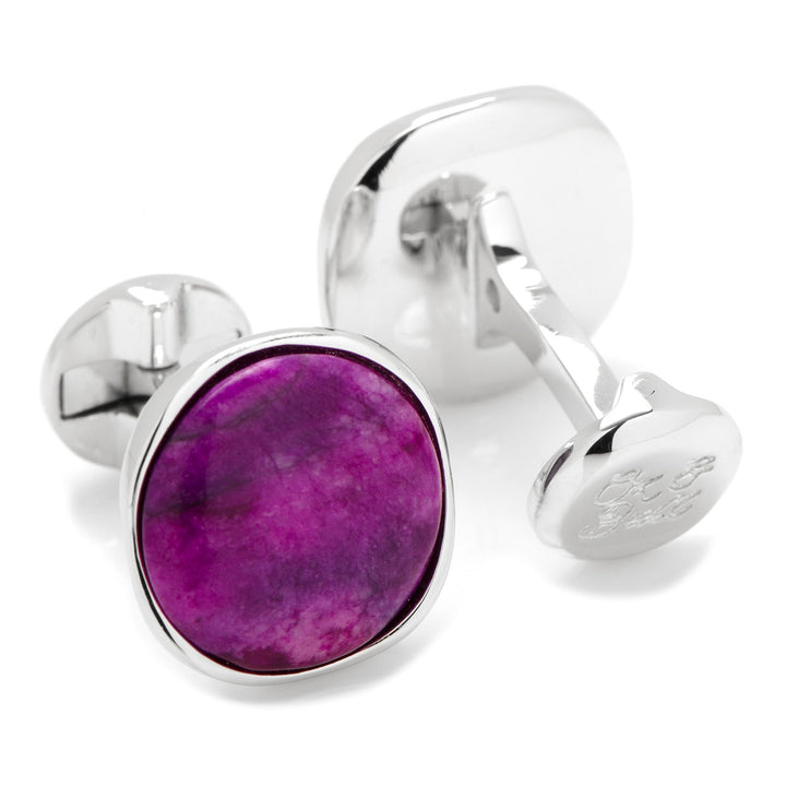 Sterling Silver Classic Round Sugilite Cufflinks Image 2