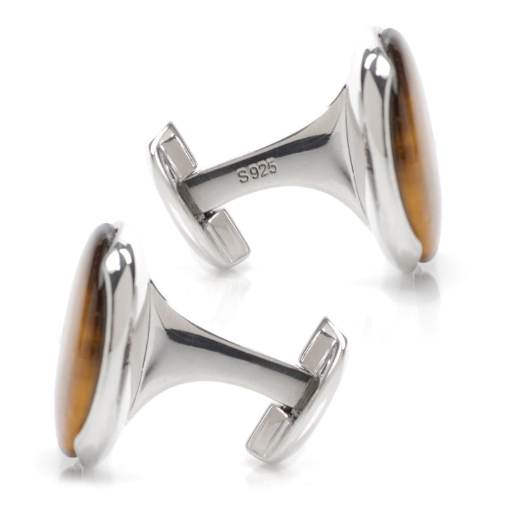 Sterling Silver Classic Formal Tigers Eye Cufflinks Image 3