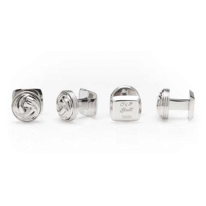 Modern Knot Sterling Silver Cufflinks and Stud Set Image 3