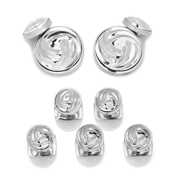 Modern Knot Sterling Silver Cufflinks and Stud Set Image 1