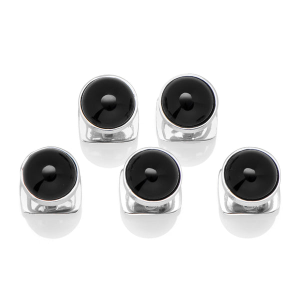 Sterling Silver Ribbed Onyx Studs Image 1