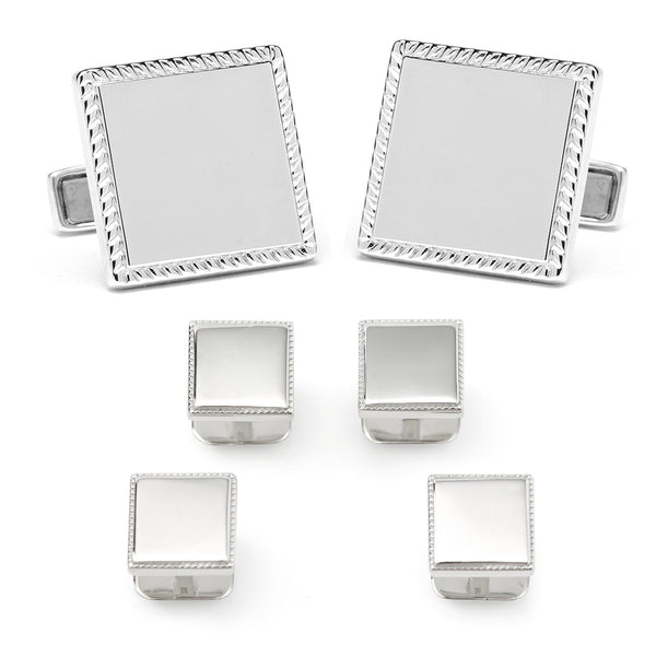 Sterling Silver Rope Square Stud Set Image 1