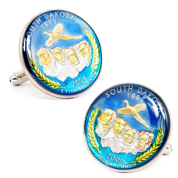 Hand Painted South Dakota State Quarter Cufflinks Image 1