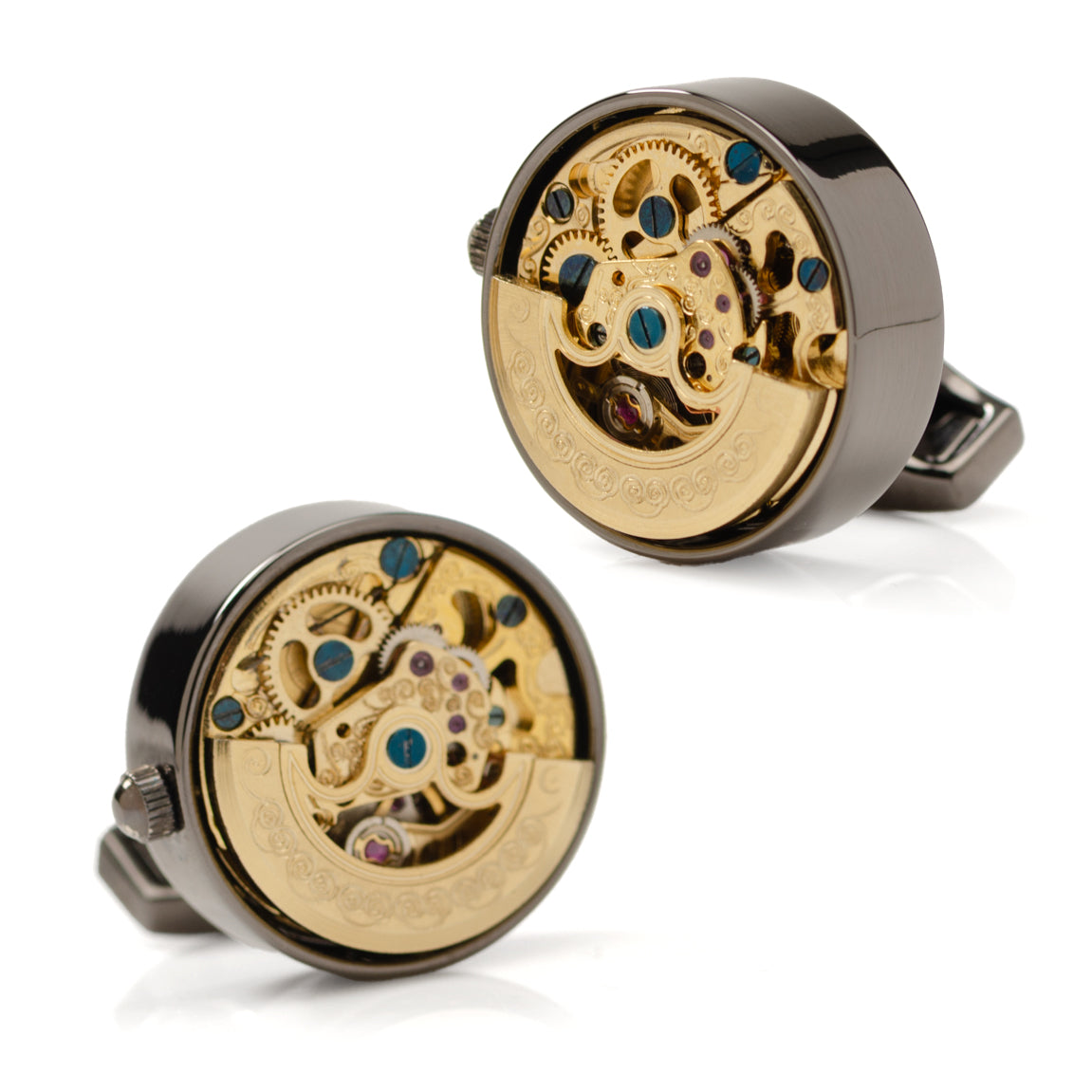 Gunmetal and Gold Kinetic Watch Movement Cufflinks – Ox & Bull Trading Co.