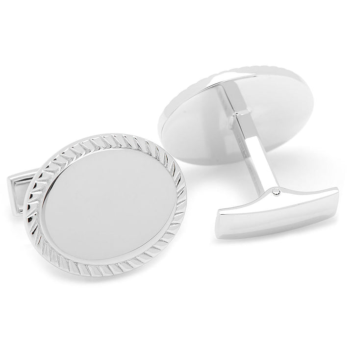 Rope Border Oval Engravable Cufflinks Image 3