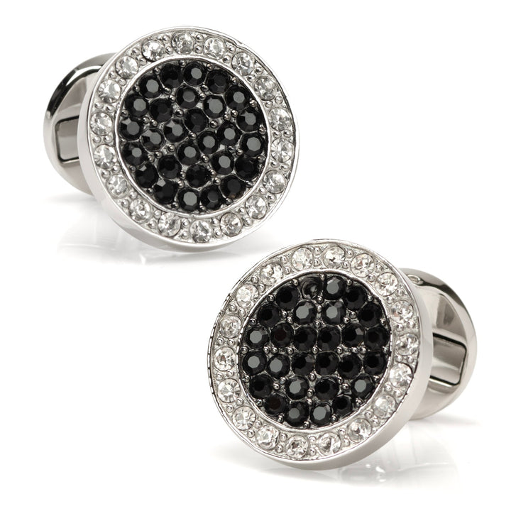 VDP White & Black Pave Crystals Cufflinks Image 1