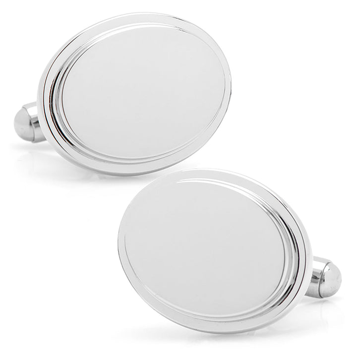 Stainless Steel Oval Step Engravable Cufflinks Image 1